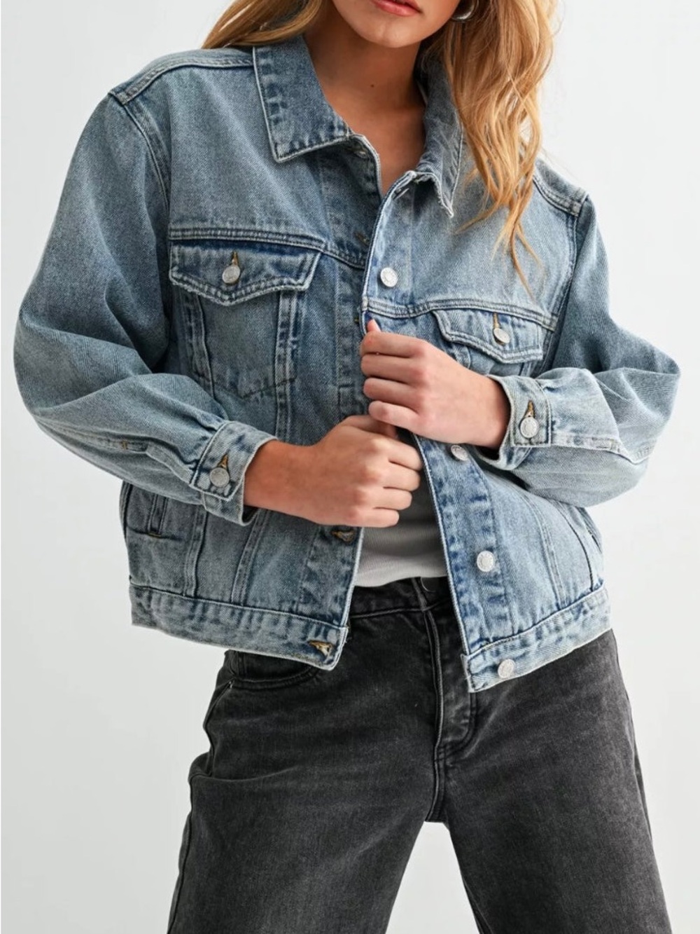 Women's Light Blue Denim Jean Jacket - Casual Classic